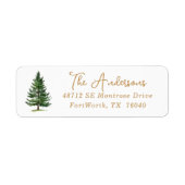 Rusticale waterverf dennenboom retouradres etiket (Voorkant)