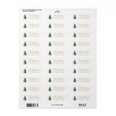 Rusticale waterverf dennenboom retouradres etiket (Full Sheet)