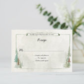 Rusticale waterverf dennenbos RSVP Kaartje (Staand voorkant)
