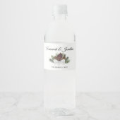 Rusticale Waterverf Dennenkegels & Dennentakken Tr Waterfles Etiket (Voorkant)