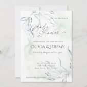 Rusticale Waterverf Eucalyptus Baby Shower Kaart (Voorkant)