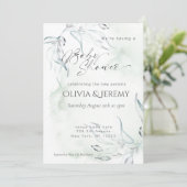 Rusticale Waterverf Eucalyptus Baby Shower Kaart (Staand voorkant)