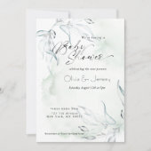 Rusticale Waterverf Eucalyptus Blad Baby Shower Kaart (Voorkant)