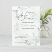 Rusticale Waterverf Eucalyptus Blad Baby Shower Kaart (Staand voorkant)