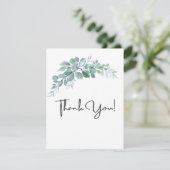 Rusticale Waterverf Eucalyptus Groene Huwelijk Bedankkaart (Staand voorkant)