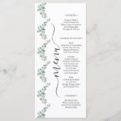Rusticale Waterverf Eucalyptus Groene Huwelijk Menu (Voorkant)