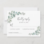 Rusticale Waterverf Eucalyptus Groene Huwelijk RSVP Kaartje (Voorkant)
