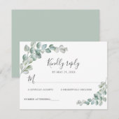 Rusticale Waterverf Eucalyptus Groene Huwelijk RSVP Kaartje (Voorkant / Achterkant)