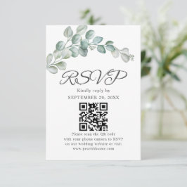 Rusticale Waterverf Eucalyptus Groene Huwelijk RSVP Kaartje