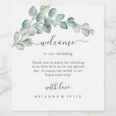 Rusticale Waterverf Eucalyptus Groene Huwelijk Wijn Etiket (Enkel label)