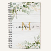 Rusticale Waterverf Eucalyptus Monogram Notitieboek (Voorkant)