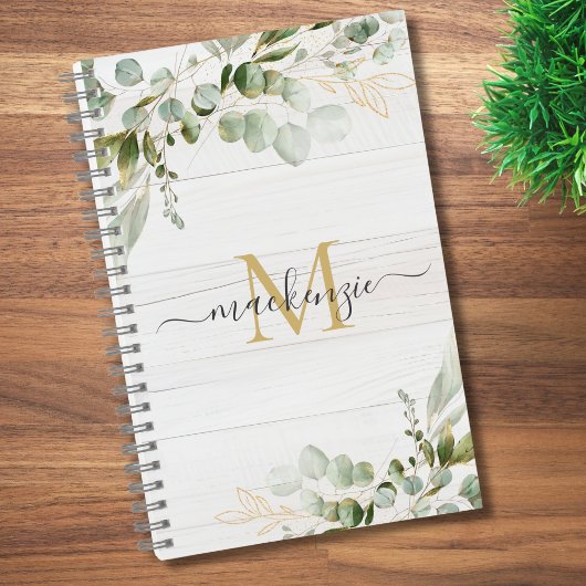 Rusticale Waterverf Eucalyptus Monogram Notitieboek