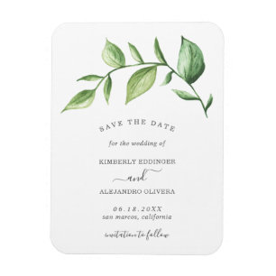 Rusticale Waterverf Groene Tak Save the Date Magneet