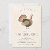 Rusticale Waterverf Kalkoen Thanksgiving Diner Kaart (Voorkant)
