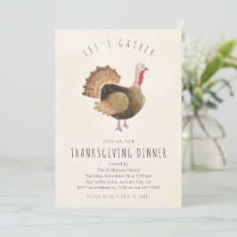 Rusticale Waterverf Kalkoen Thanksgiving Diner Kaart