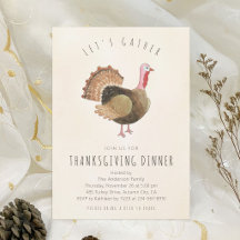Rusticale Waterverf Kalkoen Thanksgiving Diner