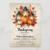 Rusticale Waterverf Lantaarn Pompoen Thanksgiving Kaart (Voorkant)