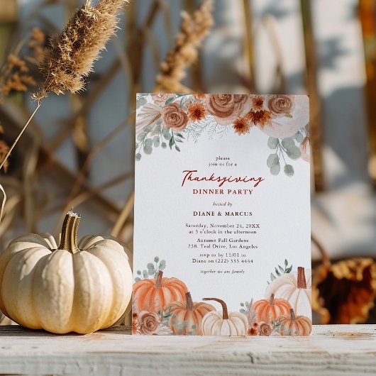 Rusticale Waterverf Pompoen Thanksgiving Diner Uit Kaart