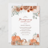 Rusticale Waterverf Pompoen Thanksgiving Diner Uit Kaart (Voorkant)