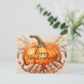 Rusticale Waterverf Pompoen Thanksgiving Groet Briefkaart (Staand voorkant)