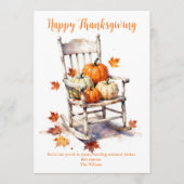 Rusticale Waterverf Pompoen Veranda Thanksgiving Kaart (Voorkant)