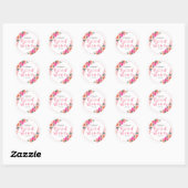Rusticale Waterverf Roze Bloemen Bruiloftsborrel Ronde Sticker (Vel)