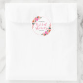 Rusticale Waterverf Roze Bloemen Bruiloftsborrel Ronde Sticker (Tas)