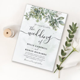 Rusticale Waterverf Saliegroene Eucalyptus Bruilof Kaart