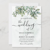 Rusticale Waterverf Saliegroene Eucalyptus Bruilof Kaart (Voorkant)