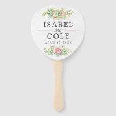 Rusticale waterverf succulenten namen & trouwdatum handwaaier (Voorkant)