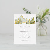 Rusticale Waterverfbergen Save The Date Folie Uitnodiging Briefkaart (Staand Voorkant)