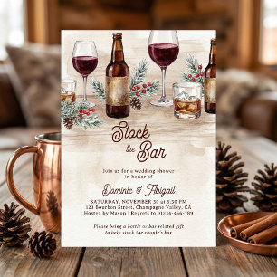 Rusticale Winter 'Stock The Bar' Koppel Bruiloftss Kaart