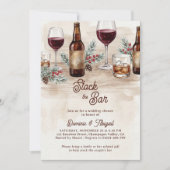 Rusticale Winter 'Stock The Bar' Koppel Bruiloftss Kaart (Voorkant)
