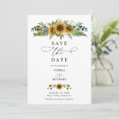 Rusticale Zonnebloem Trouw Save The Date Kaart (Staand voorkant)