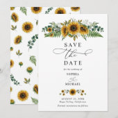 Rusticale Zonnebloem Trouw Save The Date Kaart (Voorkant / Achterkant)