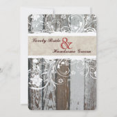 Rusticana Wood Parchment Wedding Invitting Kaart (Achterkant)