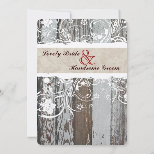 Rusticana Wood Parchment Wedding Invitting Kaart (Achterkant)
