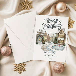 Rustiche kerst dorpsviering feestdagenkaart