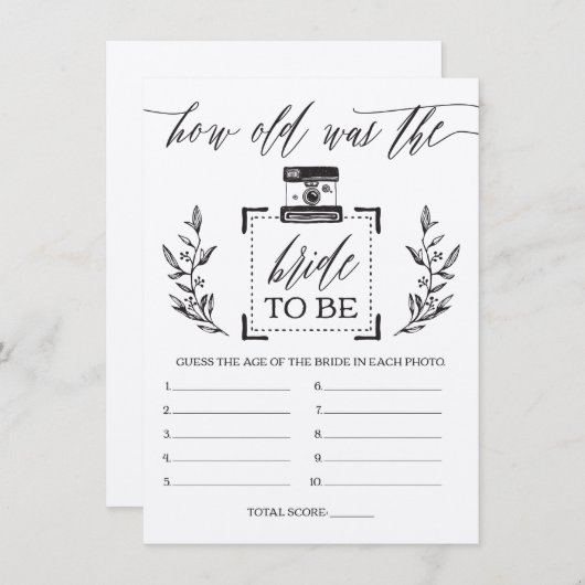 RusticHow Old was the Bride Vrijgezellenfeest Game Informatiekaartje (Voorkant / Achterkant)