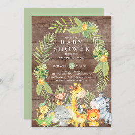 RusticJungle Safari Neutraal Baby shower Uitnodigi Kaart