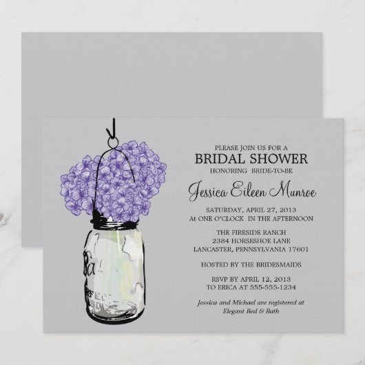 RusticMason Jar Hydrangeas Vrijgezellenfeest Kaart (Voorkant / Achterkant)