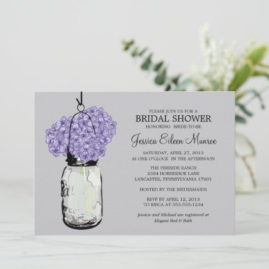RusticMason Jar Hydrangeas Vrijgezellenfeest Kaart (Staand voorkant)