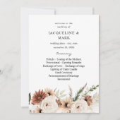 RusticNeutral Boho Floral Wedding Ceremony Program Kaart (Voorkant)