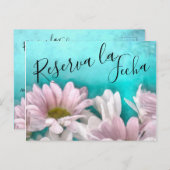 Rústico Margarita Floral Acuarel Reserva la Fecha Aankondigingskaart (Voorkant / Achterkant)