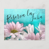 Rústico Margarita Floral Acuarel Reserva la Fecha Aankondigingskaart (Voorkant)