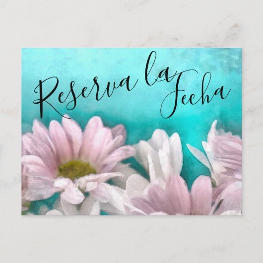 Rústico Margarita Floral Acuarel Reserva la Fecha Aankondigingskaart (Voorkant)