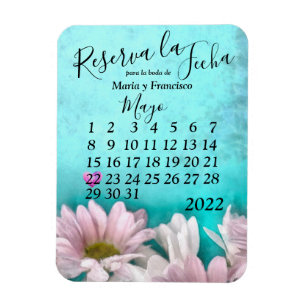 Rústico Margarita Floral Acuarel Reserva la Fecha Magneet