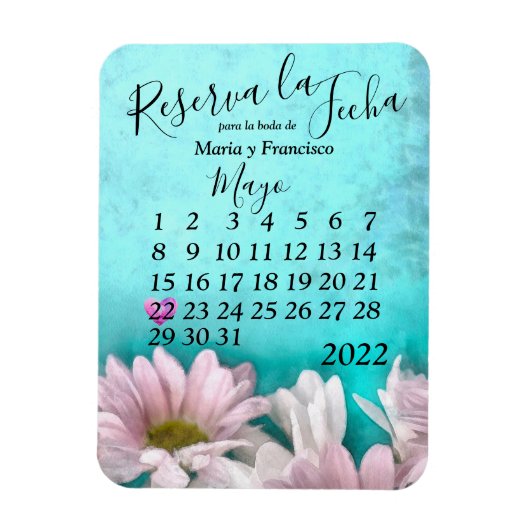 Rústico Margarita Floral Acuarel Reserva la Fecha Magneet (Verticaal)