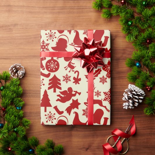 RusticRed Patroon Festive Kerst Inpakpapier (Feestdagen Geschenken)