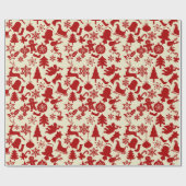 RusticRed Patroon Festive Kerst Inpakpapier (Vlak)